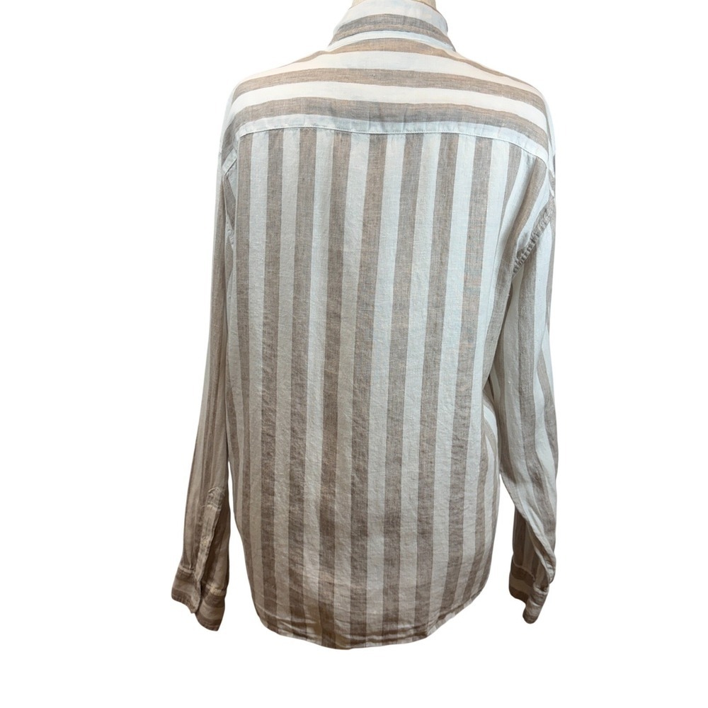 Abercrombie Fitch Linen Striped Oversized Button Up Blouse Medium Coastal Chic - Picture 5 of 7
